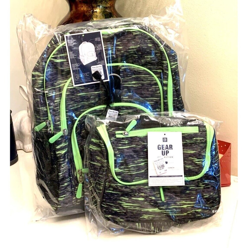 School Pottery Barn kids LARGE BACKPACK + LUNCH SET🚀 Travel bag sport boy green